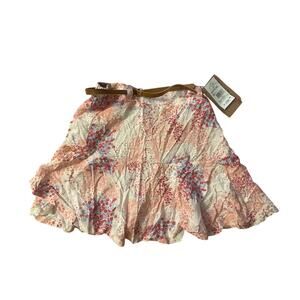 NWT Women XS Vertiche Pink Floral Belted Mini Skirt